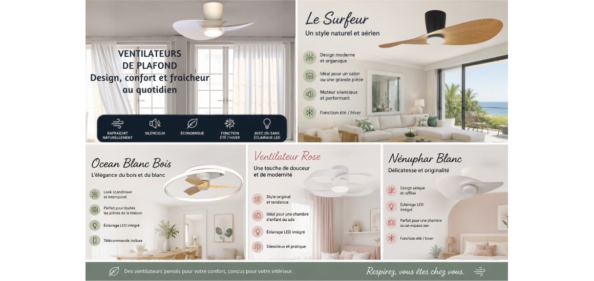 Ventilateur de plafond : design, silencieux et économique | Guide 2026